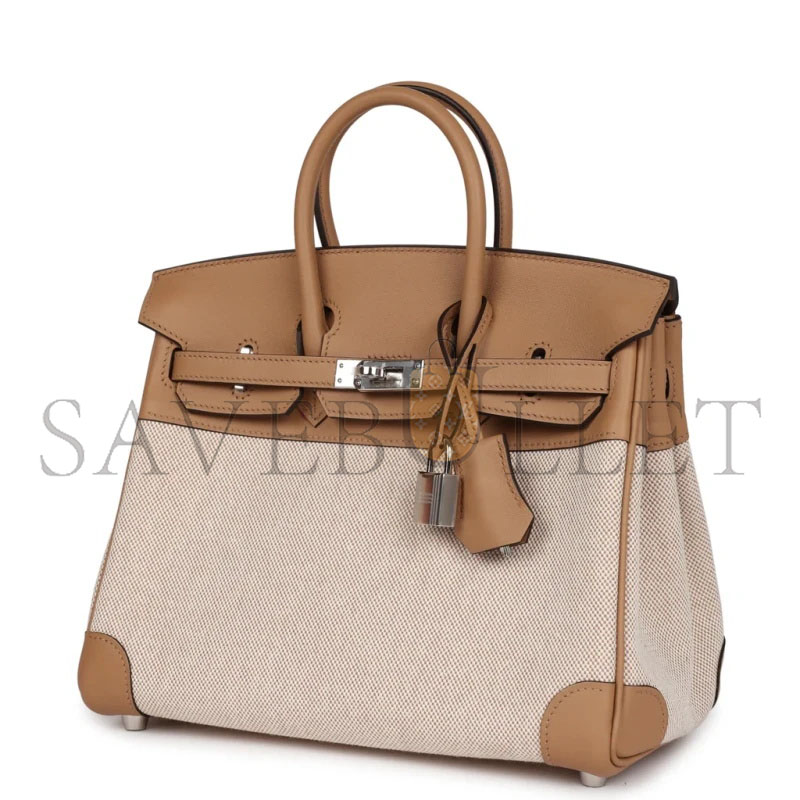 HERMÈS BIRKIN 25 IN TOILE SWIFT LEATHER (25*20*13cm)